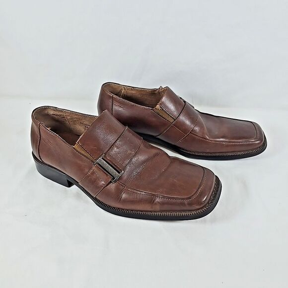 Fratelli Select Men's Warm Brown Leather Loafers Strap and Buckle Size 8.5 M - Picture 2 of 10